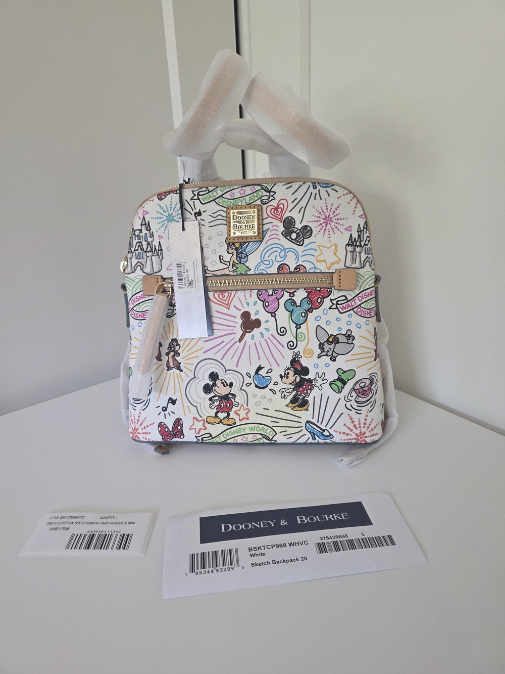 NWT Dooney & Bourke White Disney Sketch Mini Backpack